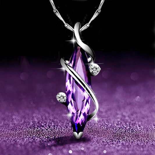 Majestic Purple: Crystal Stainless Steel Necklace